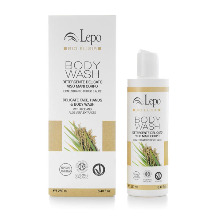 Lepo BODY WASH DELICATE FACE, HANDS AND BODY DETERGENT AFROLOuTRO SOMATOS, XERION KAI PROSOPOu me Ekxulisma Ruziou kai Alois 250ml